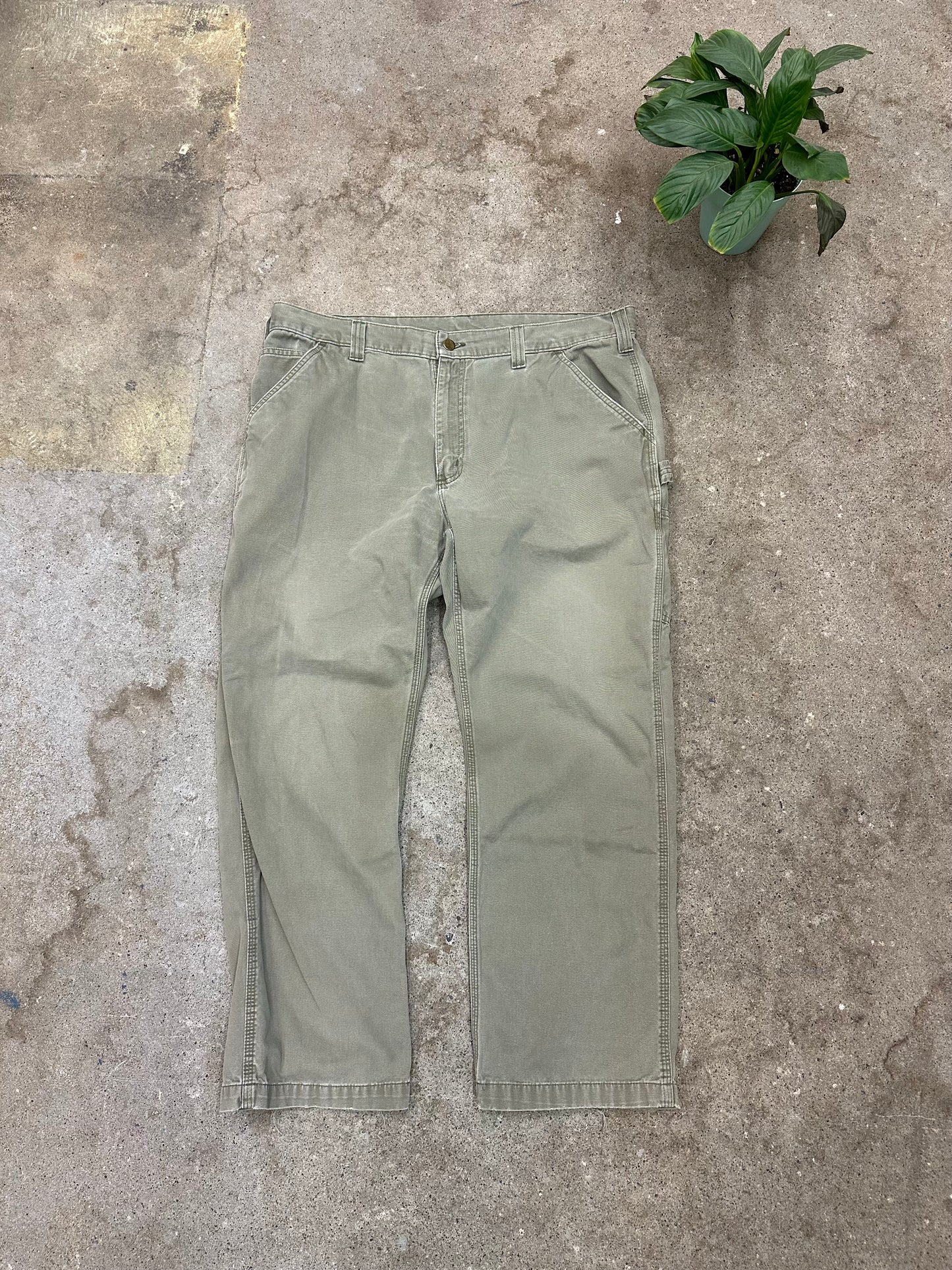 00s Carhartt Faded Green Carpenter Workwear Pants - 40