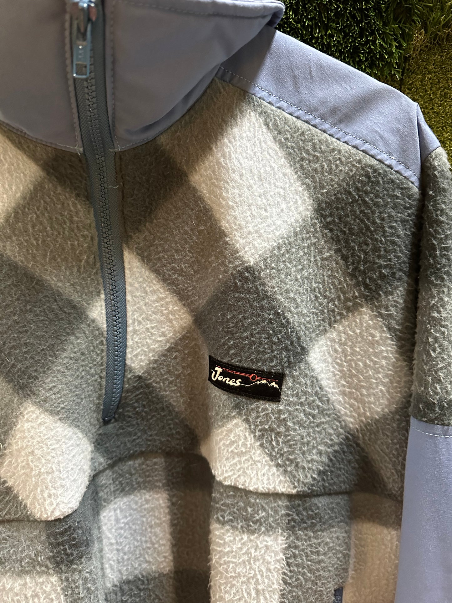 90s Jones Checkered 1/4 Zip-up Fleece - L