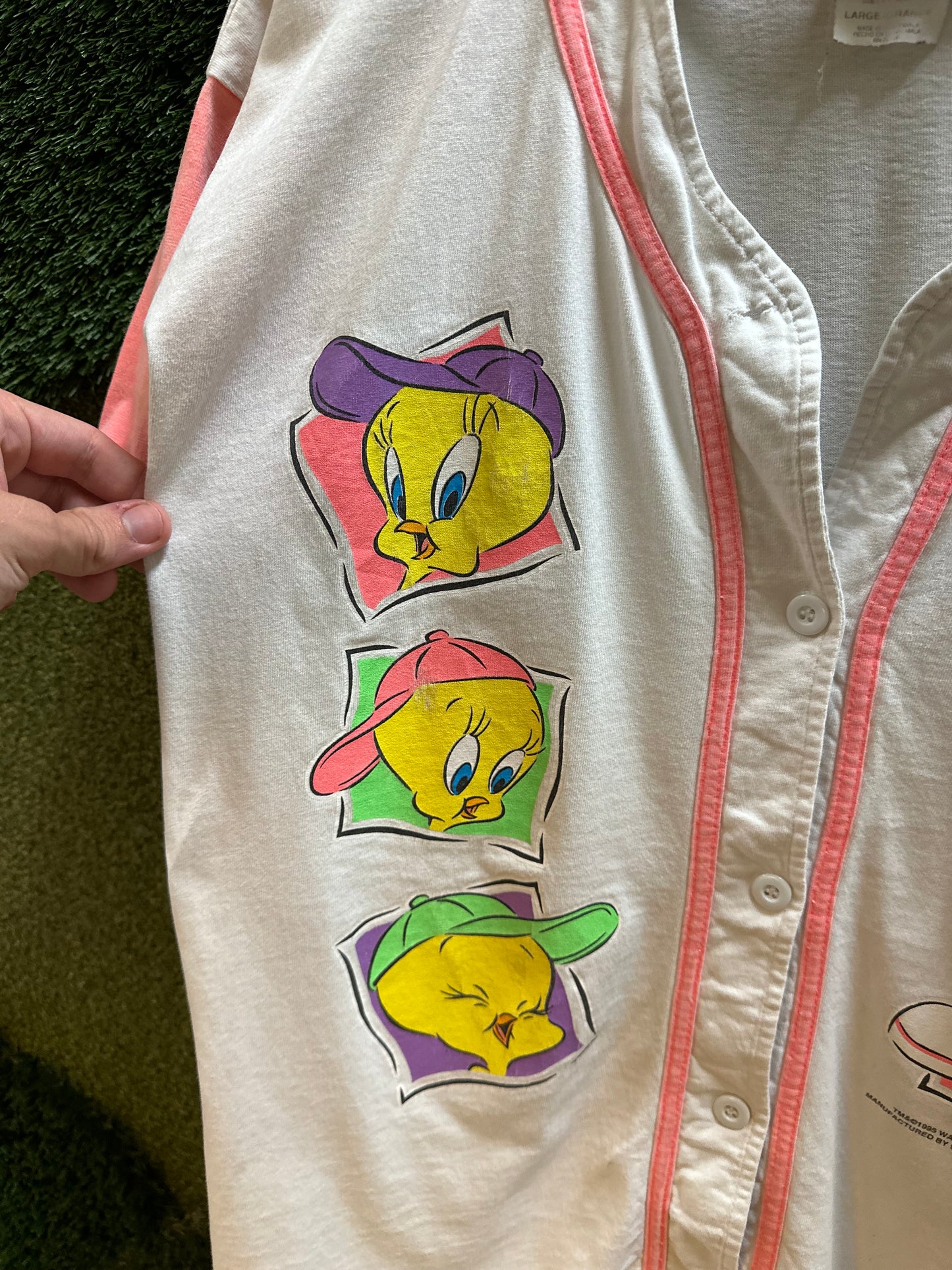 90s Looney Tunes Tweety Bugs Bunny Baseball Jersey - L