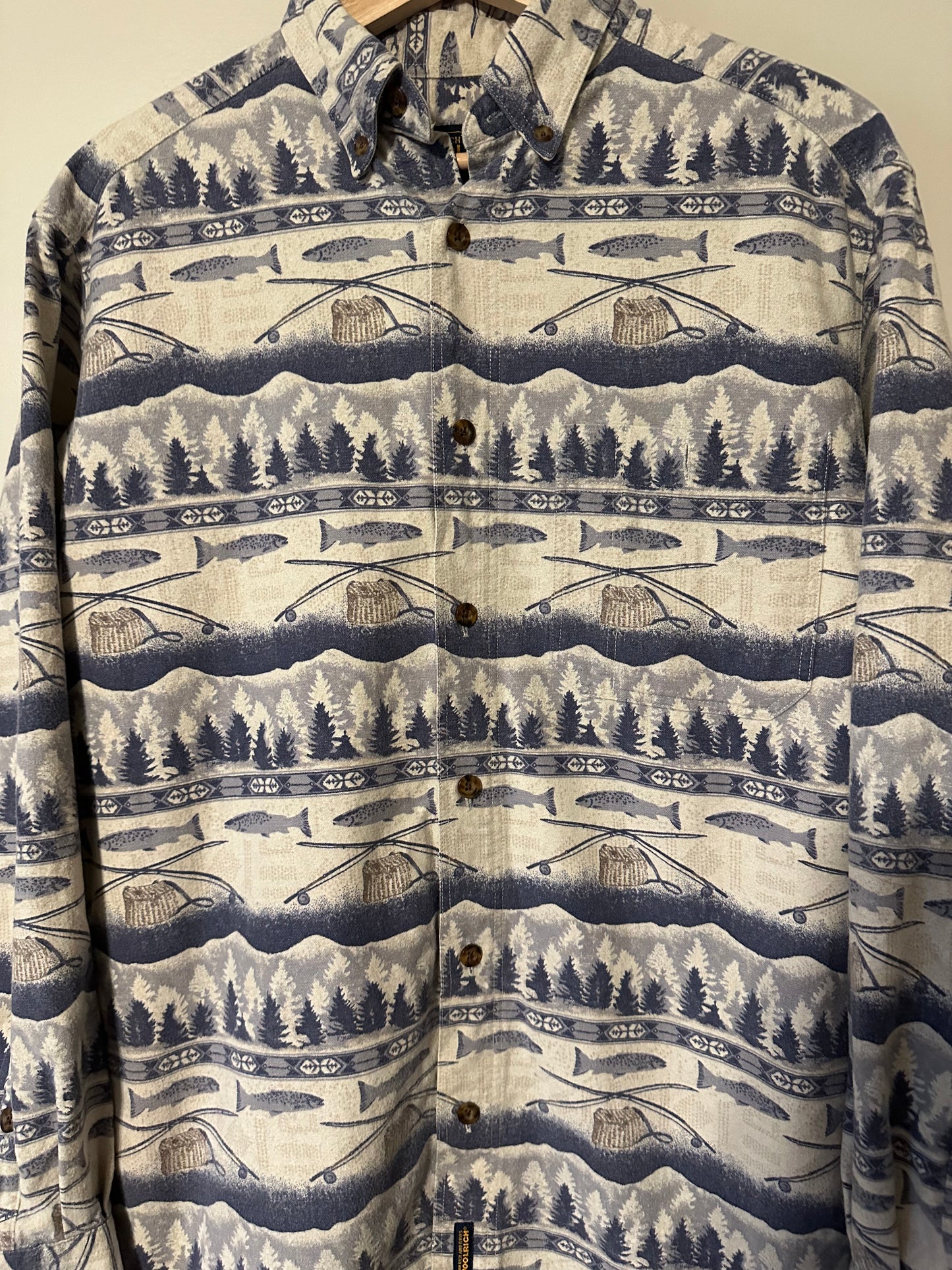 Woolrich Fishing All Over Print Button-up Shirt - L