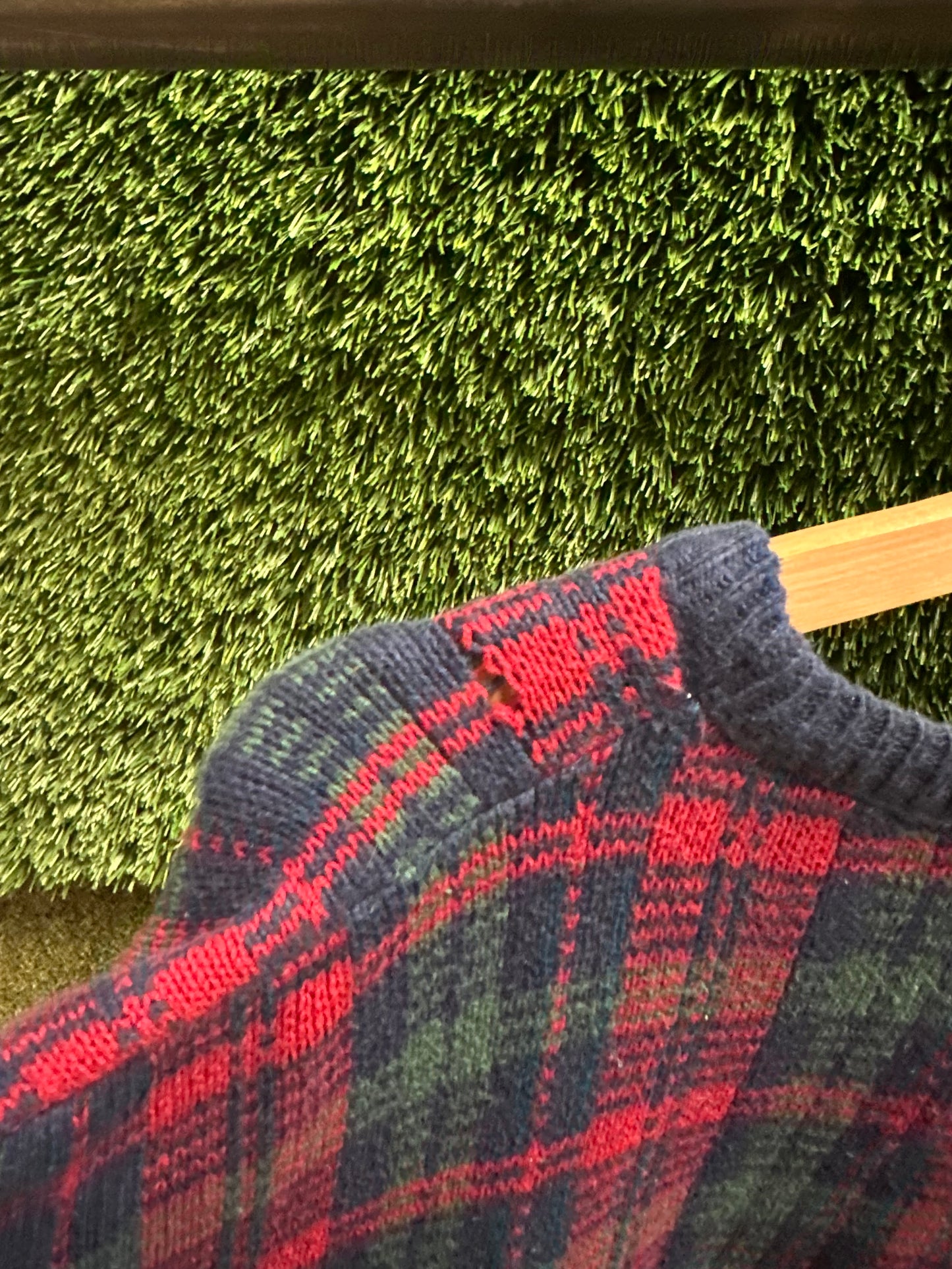 90s Old Glory Striped Plaid Pullover Sweater - L