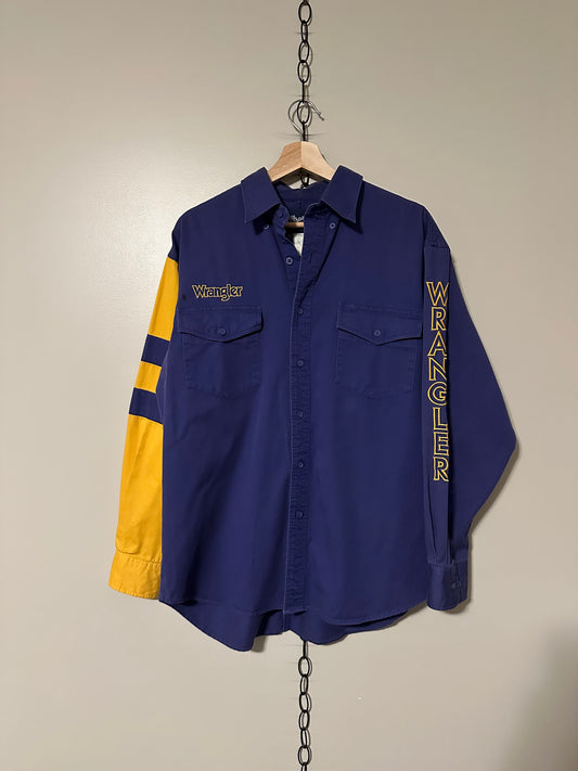 90s Wrangler Spellout Western Shirt - L