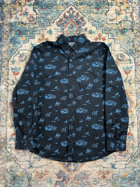 00s Lee Camping All Over Print Button-up Shirt - XL