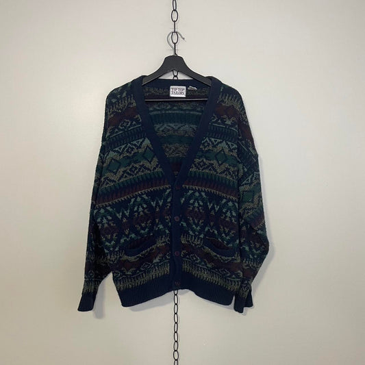 Vintage All Over Patterned Cardigan - L