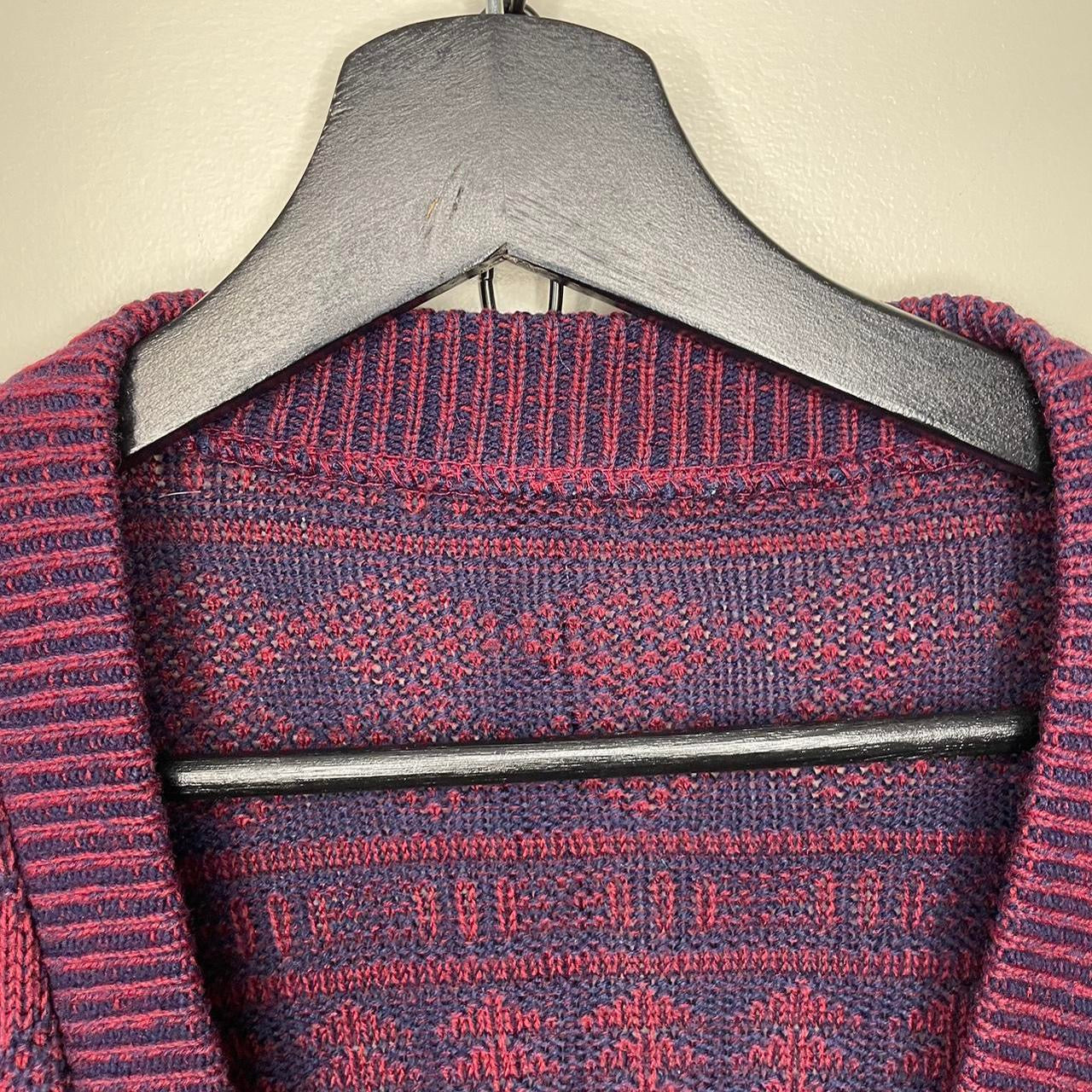 Vintage Patterned Cardigan Sweater - XL