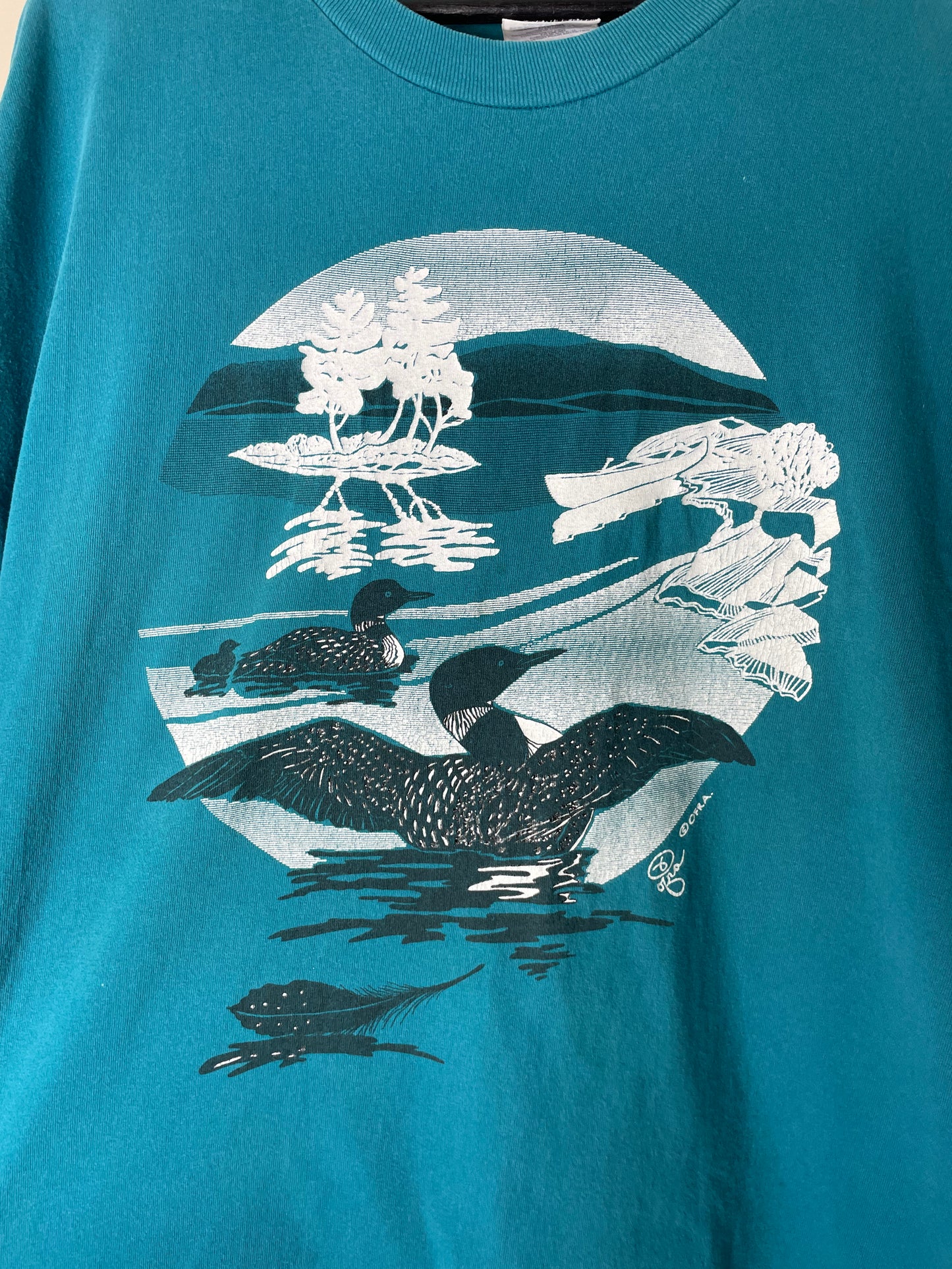 Vintage Loon Nature Animal T-shirt - XL