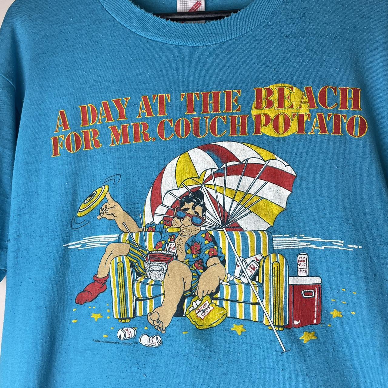 Vintage 1988 A Day At The Beach As A Couch Potato T-shirt - L