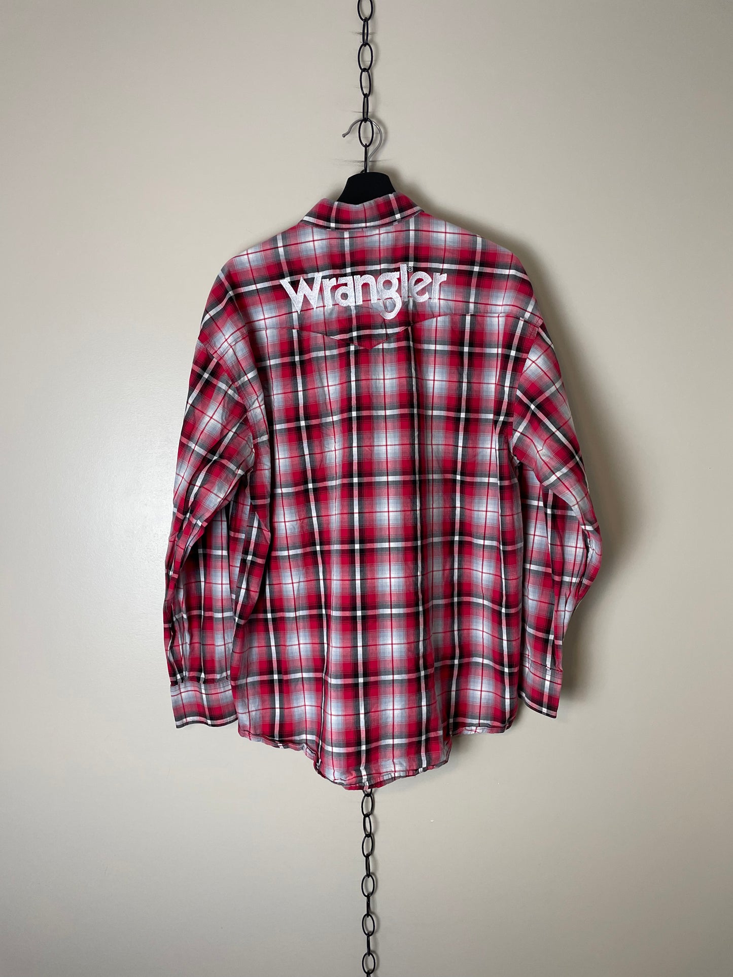 Vintage Wrangler Spellout Long Sleeve Button-up Shirt - L